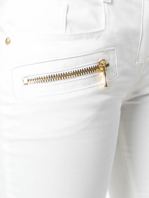 Balmain skinny biker trousers - White
