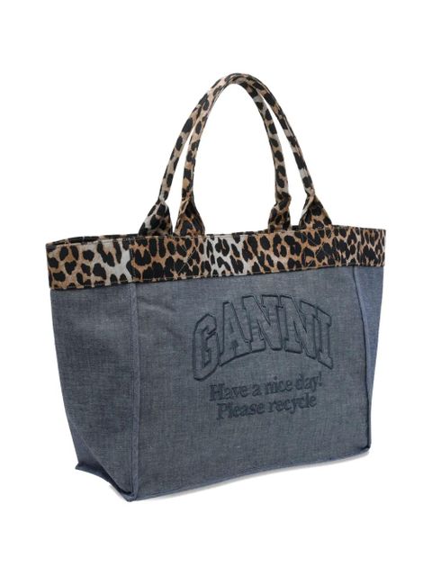 GANNI logo tote bag - Blue