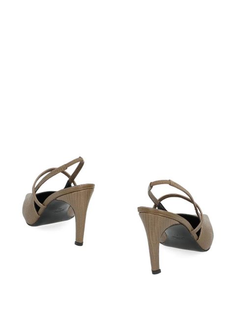 TOTEME 100mm lizard-effect strap heeled pumps - Neutrals