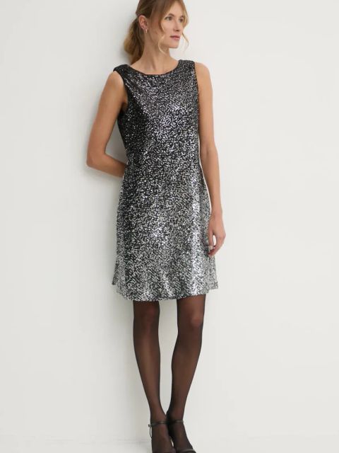 Dkny sukienka kolor srebrny mini rozkloszowana DD4HZB44