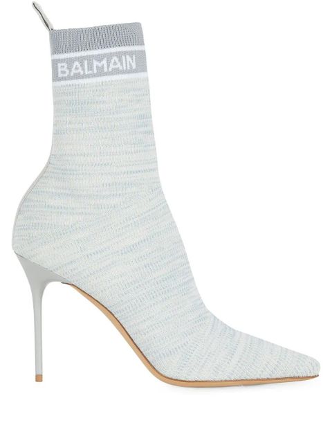 Balmain Skye 95mm knit ankle boots - Blue - zdjęcie produktu nr 1