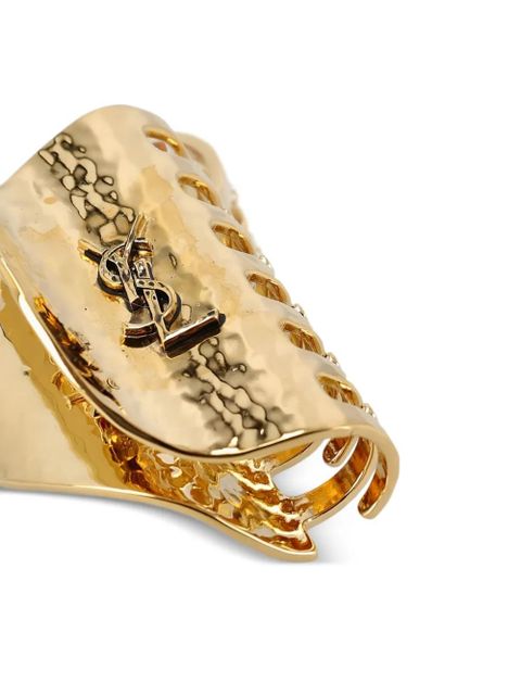 Saint Laurent cassandre logo hammered metal hair clip - Gold - zdjęcie produktu nr 2