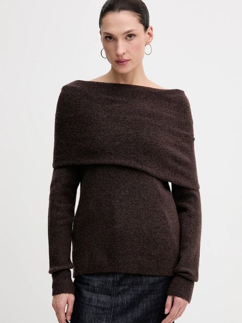 Hoss Intropia sweter z dodatkiem wełny damski kolor brązowy 6382056 - zdjęcie produktu nr 1