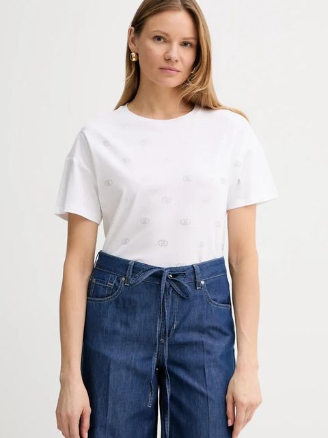 Liu Jo t-shirt bawełniany damski kolor biały WA5147.JS923 - zdjęcie produktu nr 1