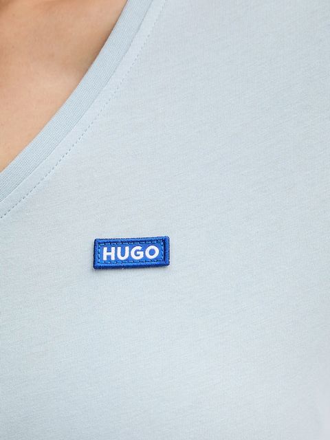 Hugo Blue t-shirt bawełniany damski kolor niebieski 50513667
