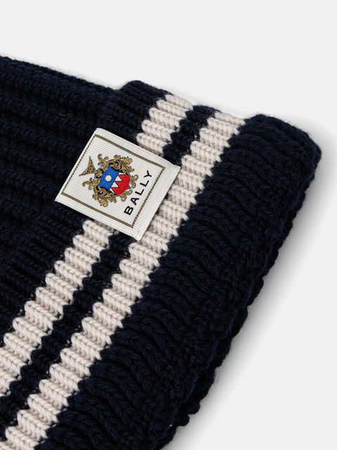 Bally czapka wełniana kolor granatowy WHA02D - zdjęcie produktu nr 2