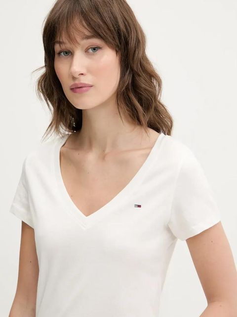 Tommy Jeans t-shirt bawełniany 2-pack damski kolor biały DW0DW21367