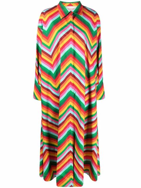 Valentino Garavani chevron print shirt maxi dress - Black - zdjęcie produktu nr 1