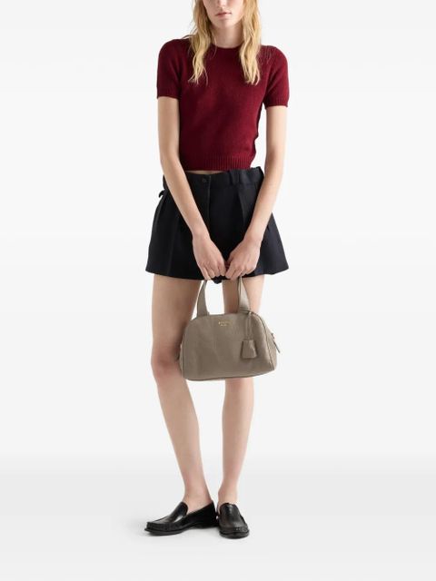 Prada medium leather tote bag - Grey