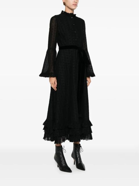 Valentino Garavani ruffled bell-sleeve dress - Black