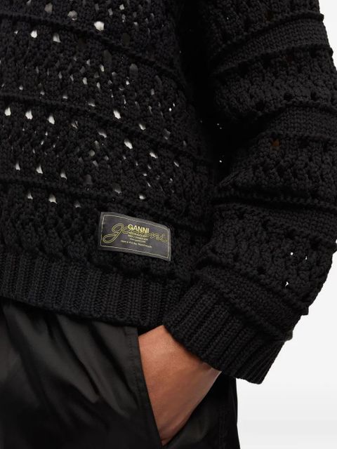 GANNI open-knit sweater - Black