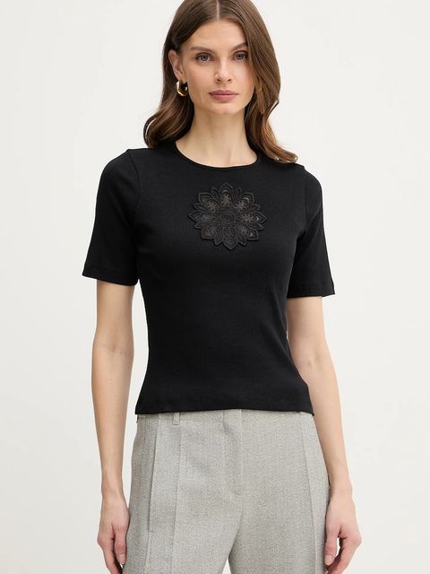 Twinset t-shirt bawełniany damski kolor czarny 261TP2091 - zdjęcie produktu nr 1