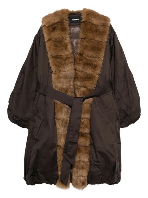 ROTATE BIRGER CHRISTENSEN faux fur collar coat - Brown - zdjęcie produktu nr 1