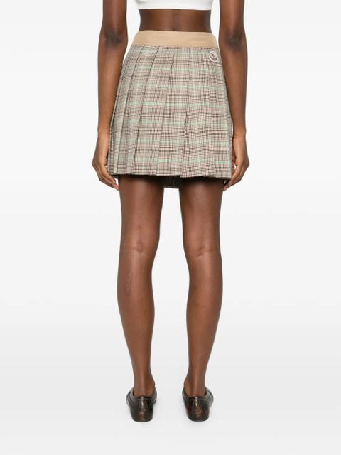 Moncler pleated checkered mini skirt - Brown