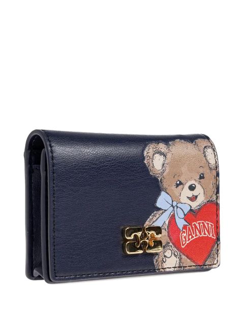 GANNI teddy appliqué-logo wallet - Blue