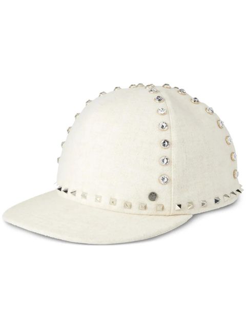 Maison Michel Nick stud-embellished wool cap - Neutrals - zdjęcie produktu nr 1
