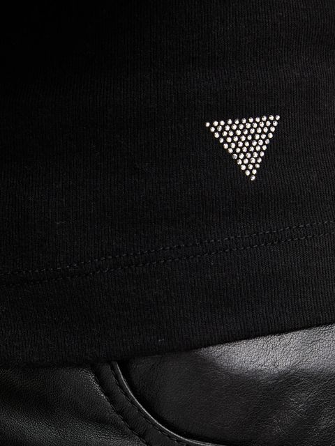 Guess t-shirt z domieszką jedwabiu TINA kolor czarny W5YP11 KCNH2