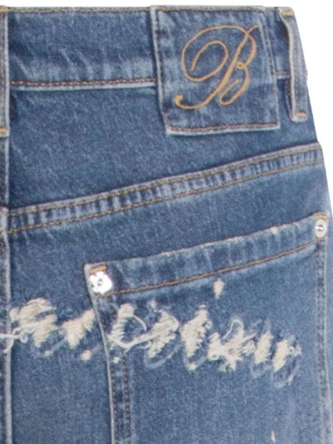 Blumarine distressed straight trousers - Blue