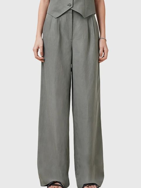 AllSaints spodnie AVERIE damskie kolor szary szerokie medium waist W045QC - zdjęcie produktu nr 2