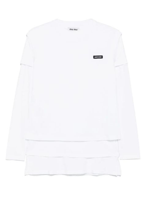 Miu Miu logo-appliqué T-shirt - White - zdjęcie produktu nr 1