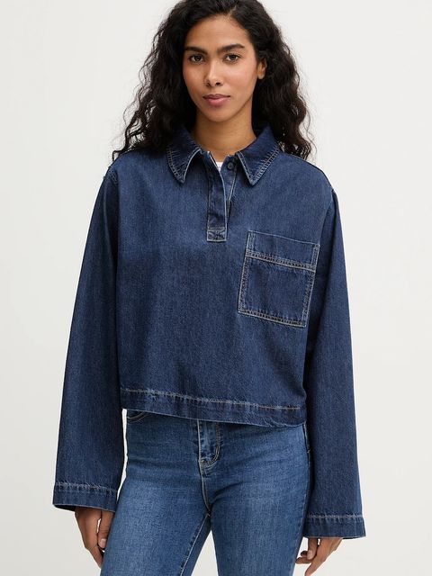 Marc O'Polo bluzka jeansowa damska kolor granatowy gładka 5000007937 - zdjęcie produktu nr 1