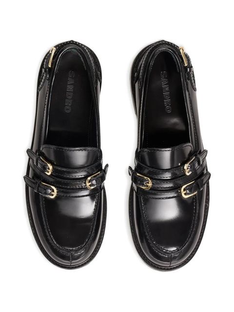 SANDRO buckle strap loafers - Black
