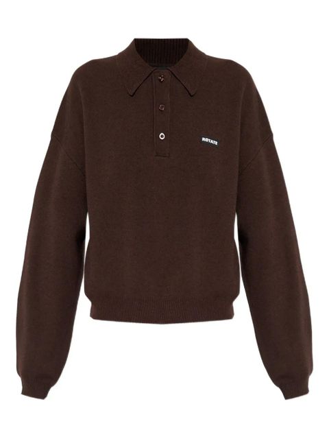 ROTATE BIRGER CHRISTENSEN logo-patch polo top - Brown - zdjęcie produktu nr 1