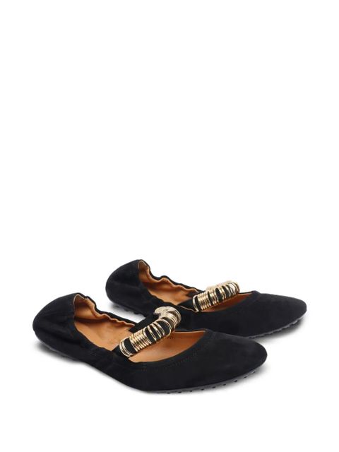 Tod's ring-detail suede ballet flats - Black - zdjęcie produktu nr 2