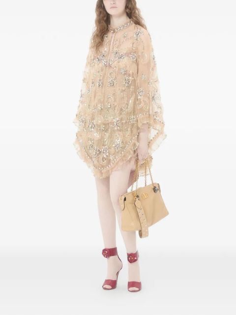 Valentino Garavani Valentino Garavani Panthea Shoulder Bag In Nappa Leather With Chevron Pattern - Neutrals