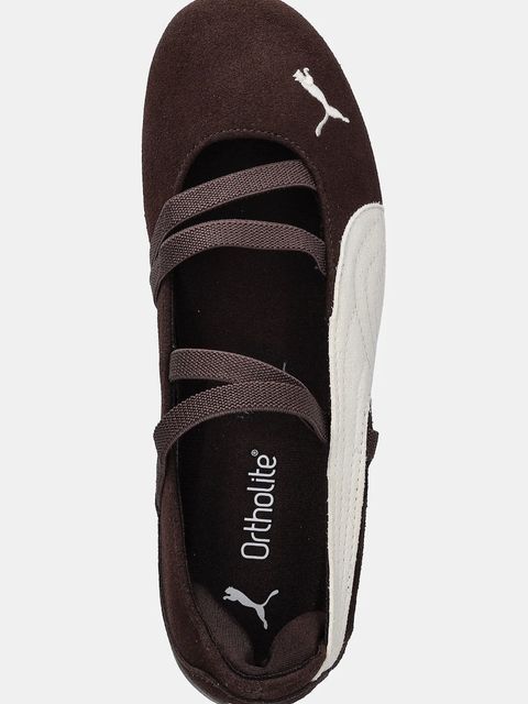 Puma baleriny zamszowe Speedcat Ballet kolor brązowy 406758