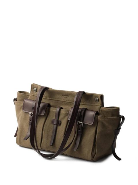 Prada large Route buckle pocket tote bag - Green