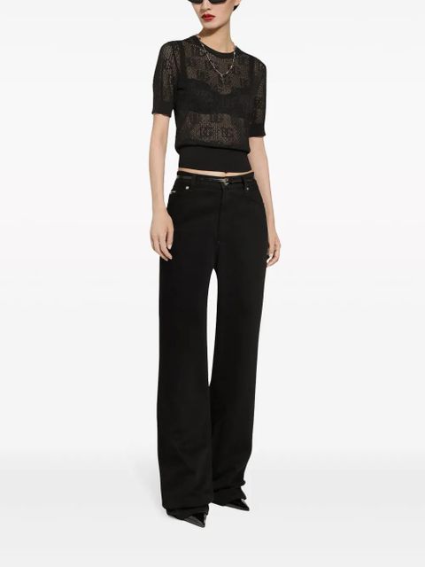 Dolce & Gabbana logo-patch wide-leg jeans - Black