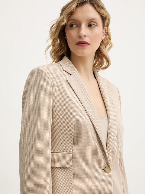 BOSS marynarka kolor beżowy jednorzędowa 50555741