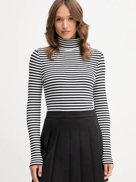 Tommy Hilfiger longsleeve damski kolor granatowy z golfem WW0WW39826 - zdjęcie produktu nr 1