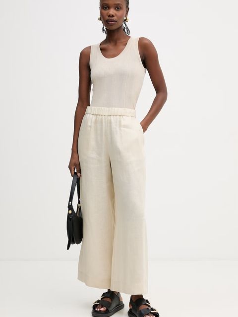 MM by Max Mara spodnie damskie lniane CANNETI - zdjęcie produktu nr 1