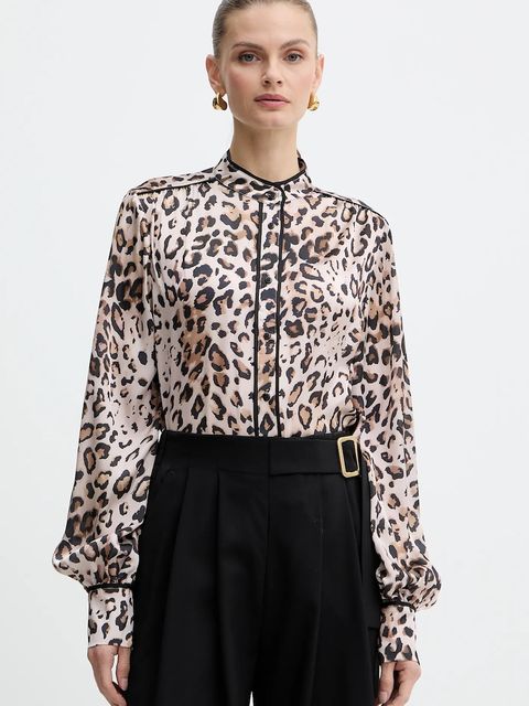 Fracomina koszula damska kolor brązowy regular ze stójką FJ25WT1003W41201 - zdjęcie produktu nr 1