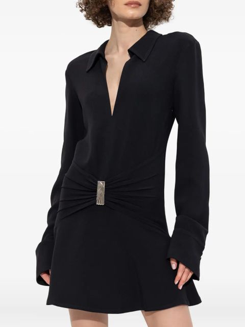 The Attico gathered-detail collared dress - Black