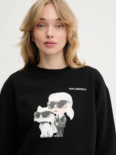 Karl Lagerfeld bluza IKON damska kolor czarny z nadrukiem A3W20057