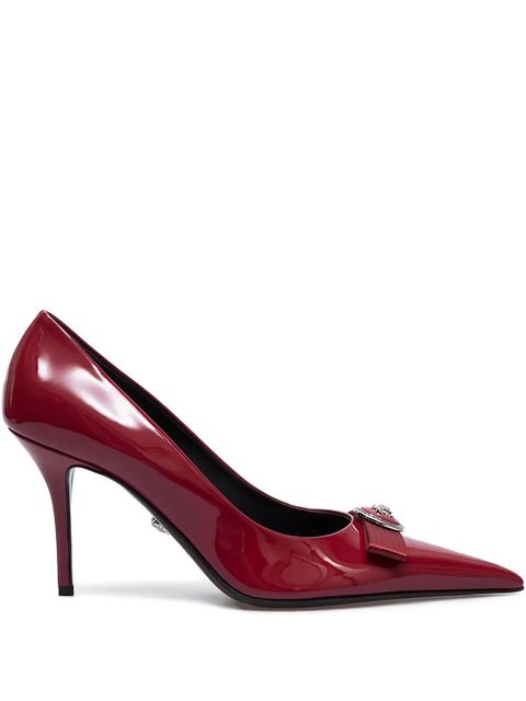 Versace 90mm bow-embellished pointed-toe pumps - Red - zdjęcie produktu nr 1