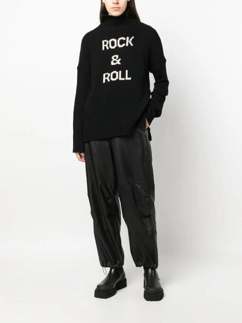 Zadig&Voltaire funnel-neck intarsia-knit jumper - Black