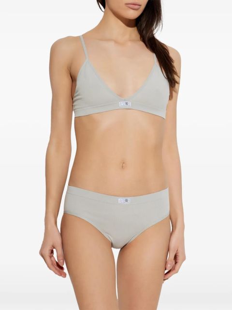 MM6 Maison Margiela label ribbed bra - Neutrals