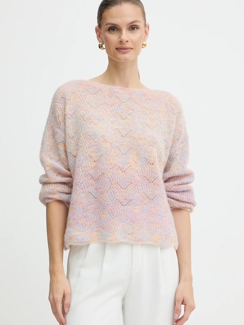 Marella sweter z dodatkiem wełny Emme by Marella damski kolor różowy 2525366282200 - zdjęcie produktu nr 1