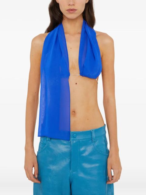 Christopher Esber chain-bra silk top - Blue