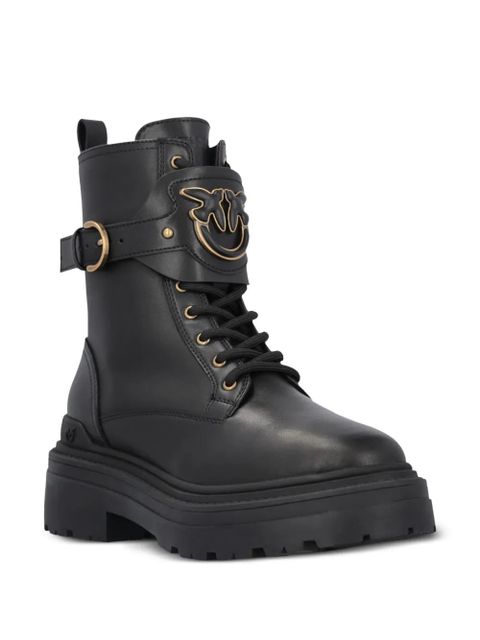PINKO Mia leather combat boots - Black - zdjęcie produktu nr 2