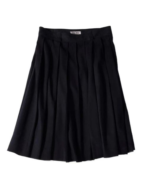 Miu Miu pleated suede midi skirt - Blue - zdjęcie produktu nr 1