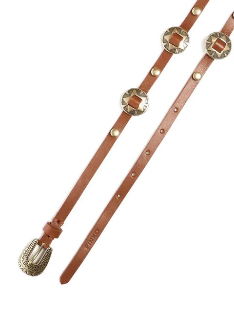 PINKO metallic-buckle studded leather belt - Brown - zdjęcie produktu nr 2