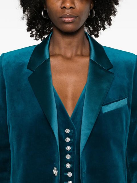 Rabanne single-breasted velvet jacket - Blue