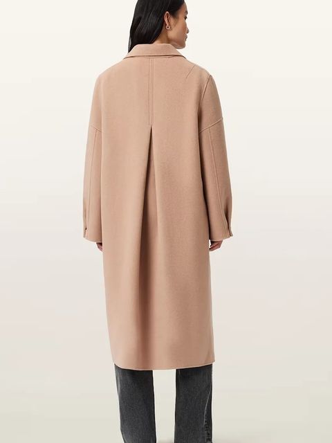 AllSaints płaszcz z dodatkiem wełny SELLMA kolor brązowy W019OD