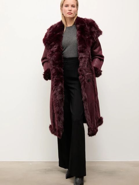 Answear.LAB płaszcz dwustronny kolor bordowy