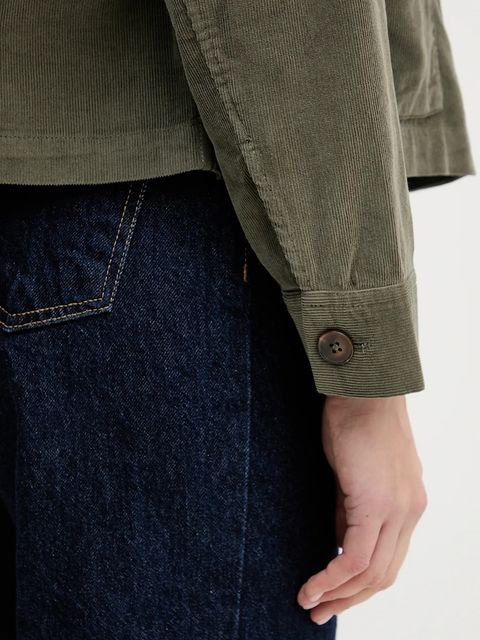 United Colors of Benetton koszula sztruksowa kolor zielony regular z kołnierzykiem klasycznym 294BDN091